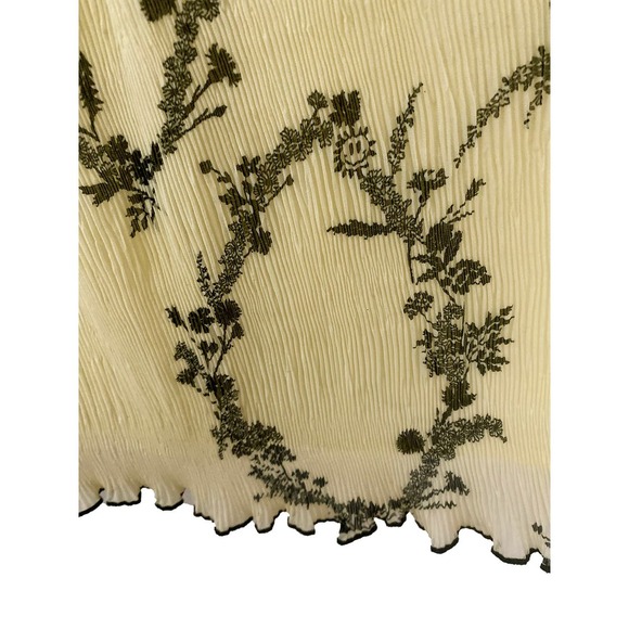 Ganni Womens Floral Print Pleated Georgette Mini Dress Pale Yellow Black Smocked - Picture 10 of 16